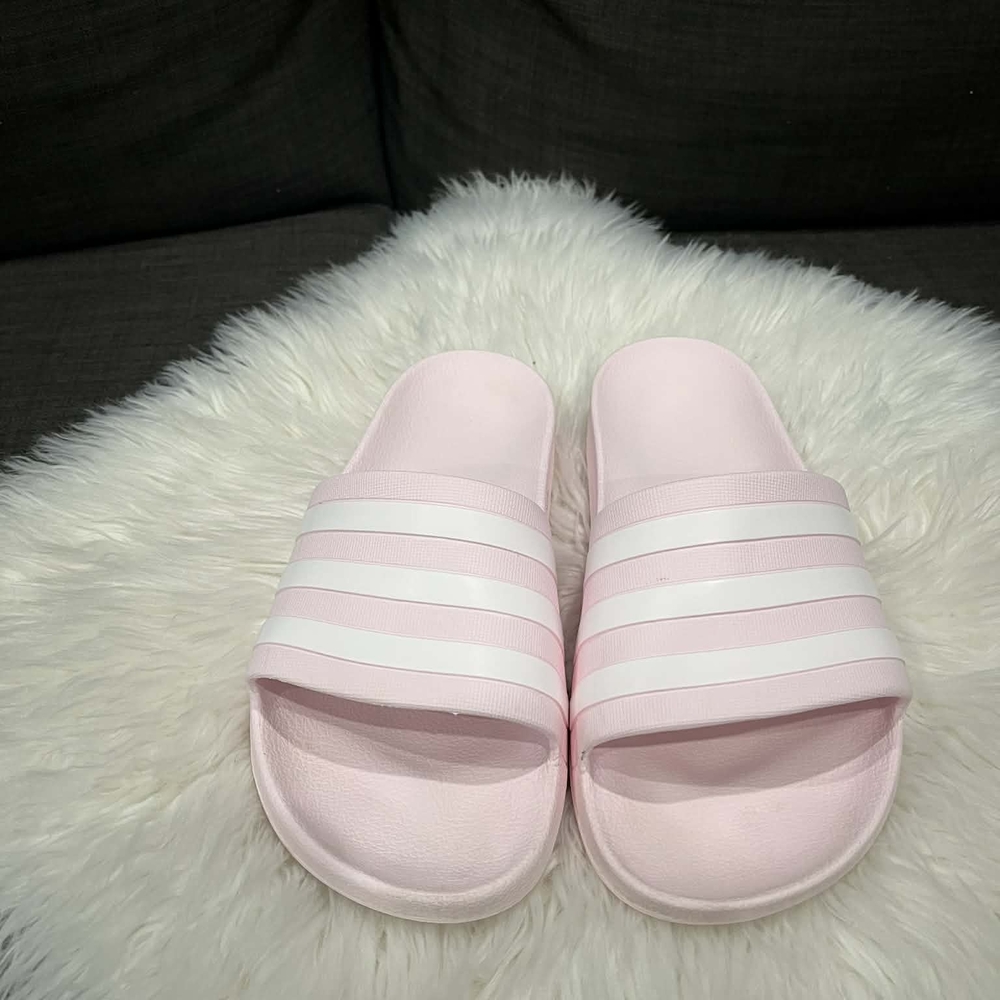 adidas Pink and White Slide Sandals